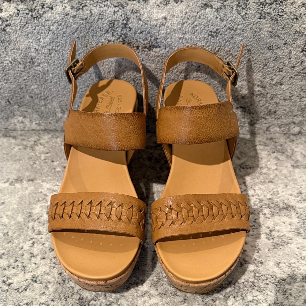 Kork-Ease Tan Leather Wedge Sandals